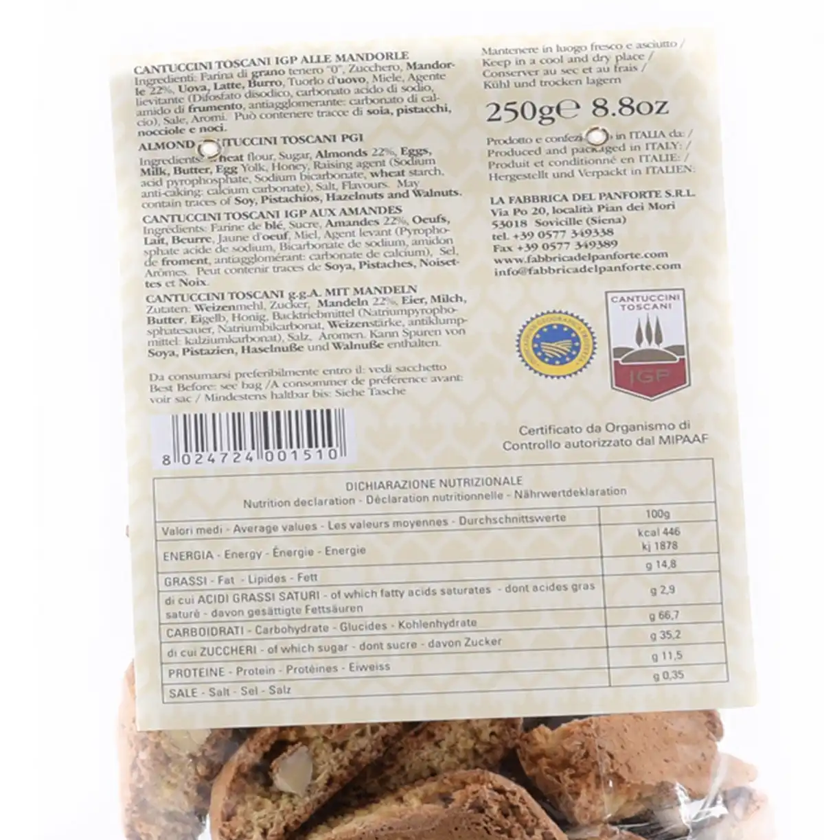 Cantucci Toscani alle mandorle IGP 250gr 3 cantucci toscani alle mandorle igp 250gr