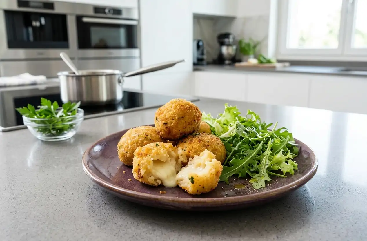 Rice croquettes with a mozzarella filling: an easy, gooey recipe