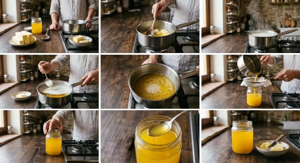 guida passo dopo passo su come fare il burro chiarificato (ghee) in casa
